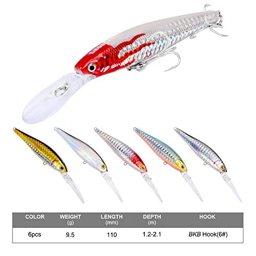 Minnow Sinking Hard Baits Swimbait Ocean Boat Kayak Set For Bass Perch Catfish Musky Tackle With Treble Hooks