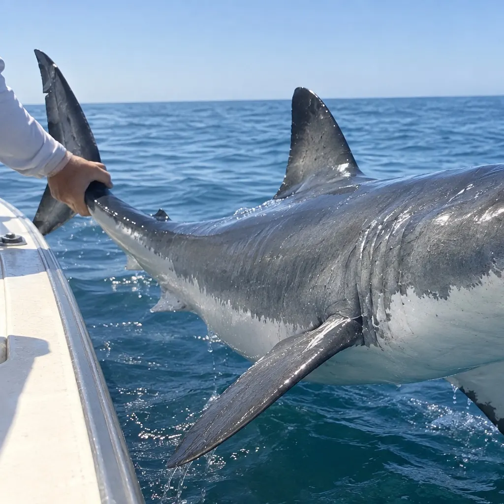 Great white shark caught on Fishbrain