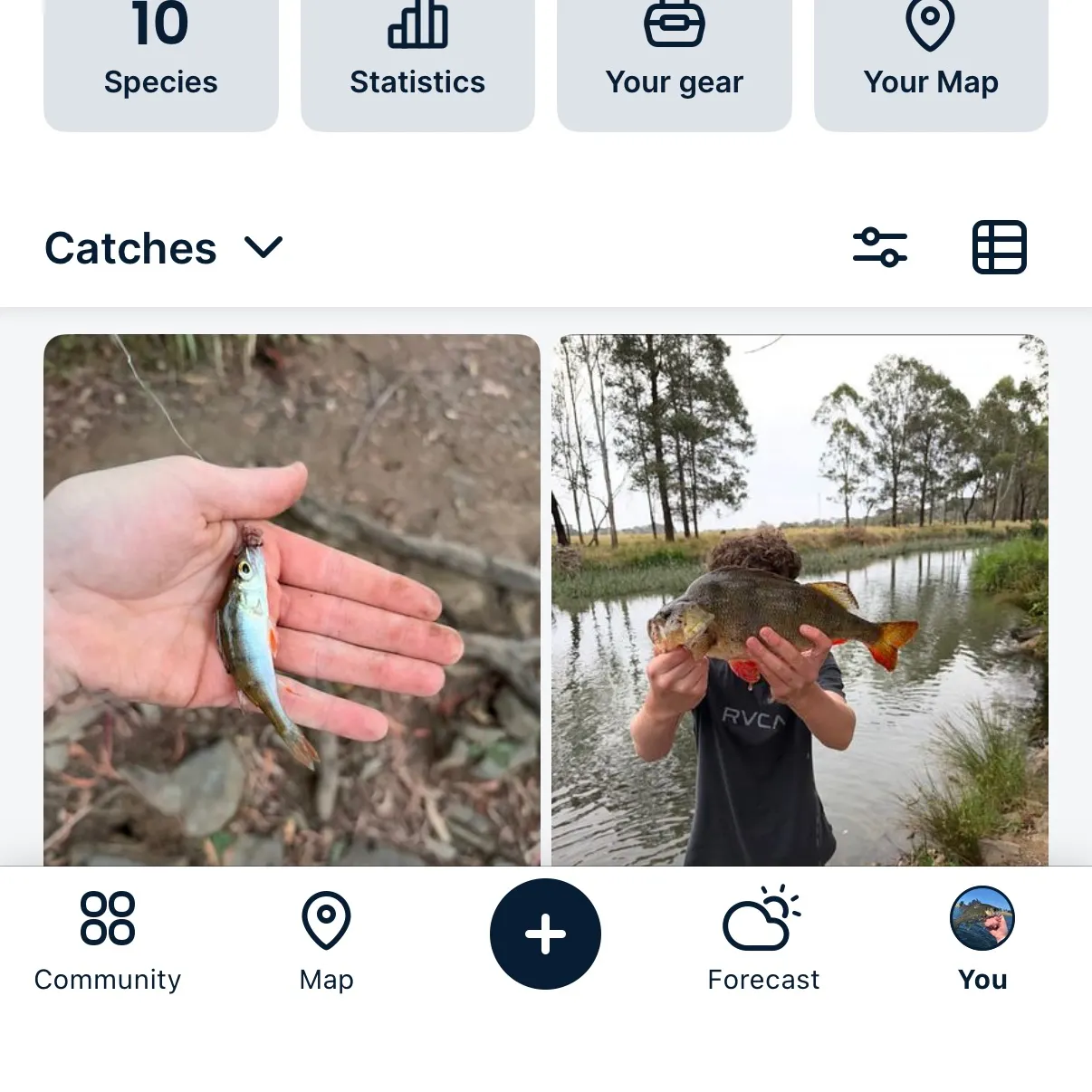 recently logged catches