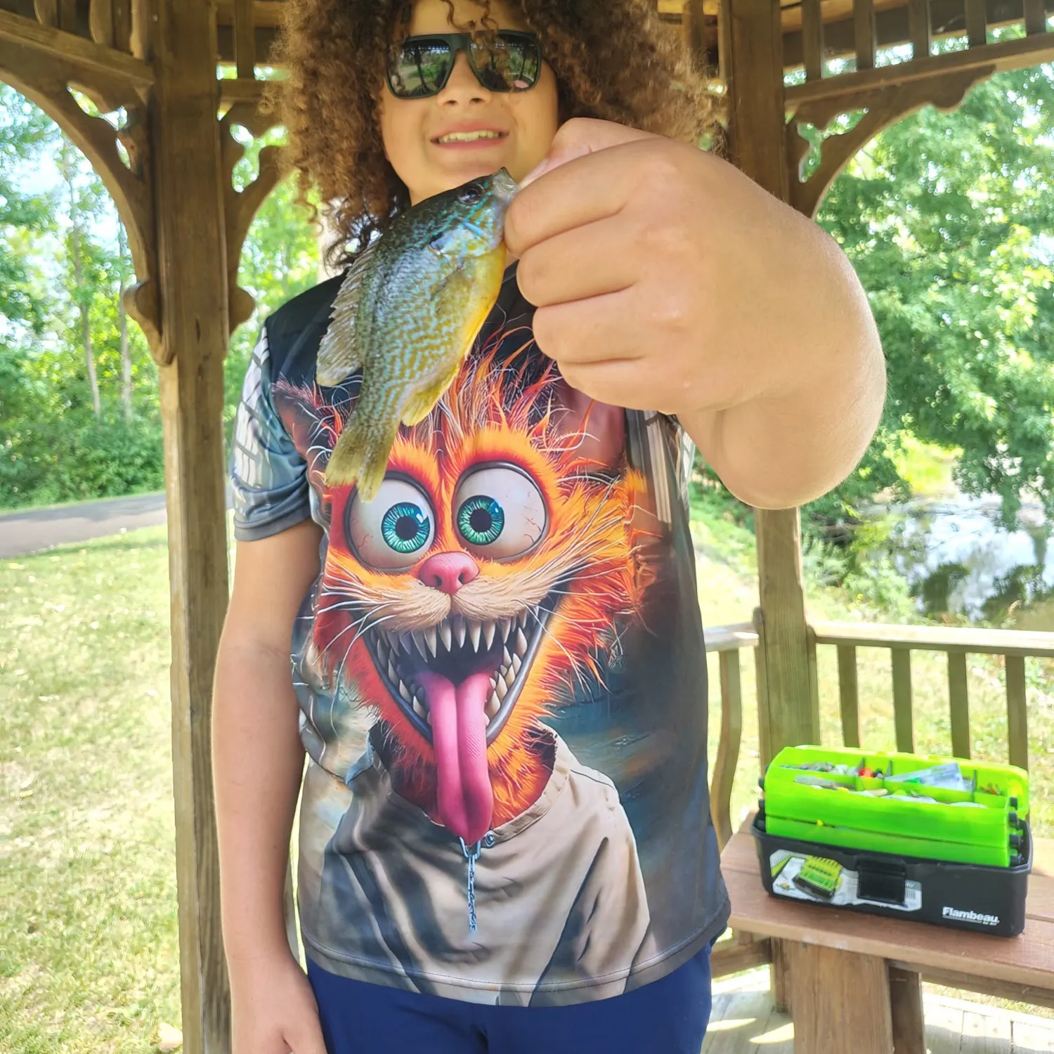 Pumpkinseed x green sunfish caught on Fishbrain