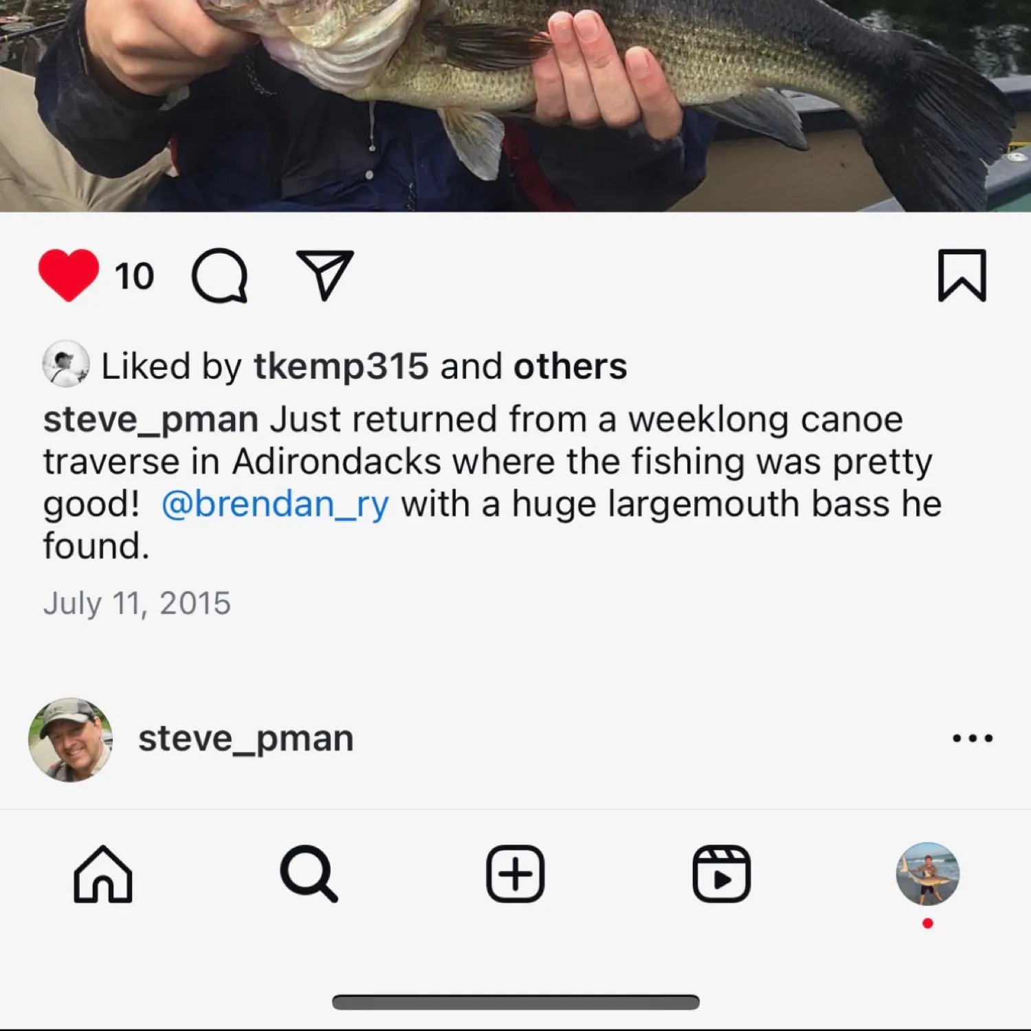 recently logged catches