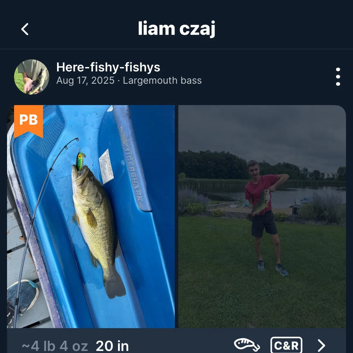 recently logged catches