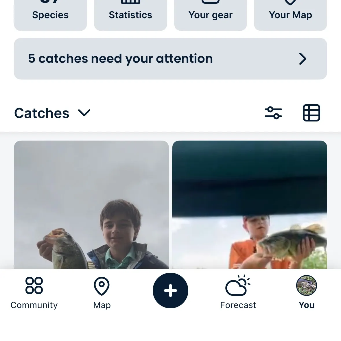 recently logged catches