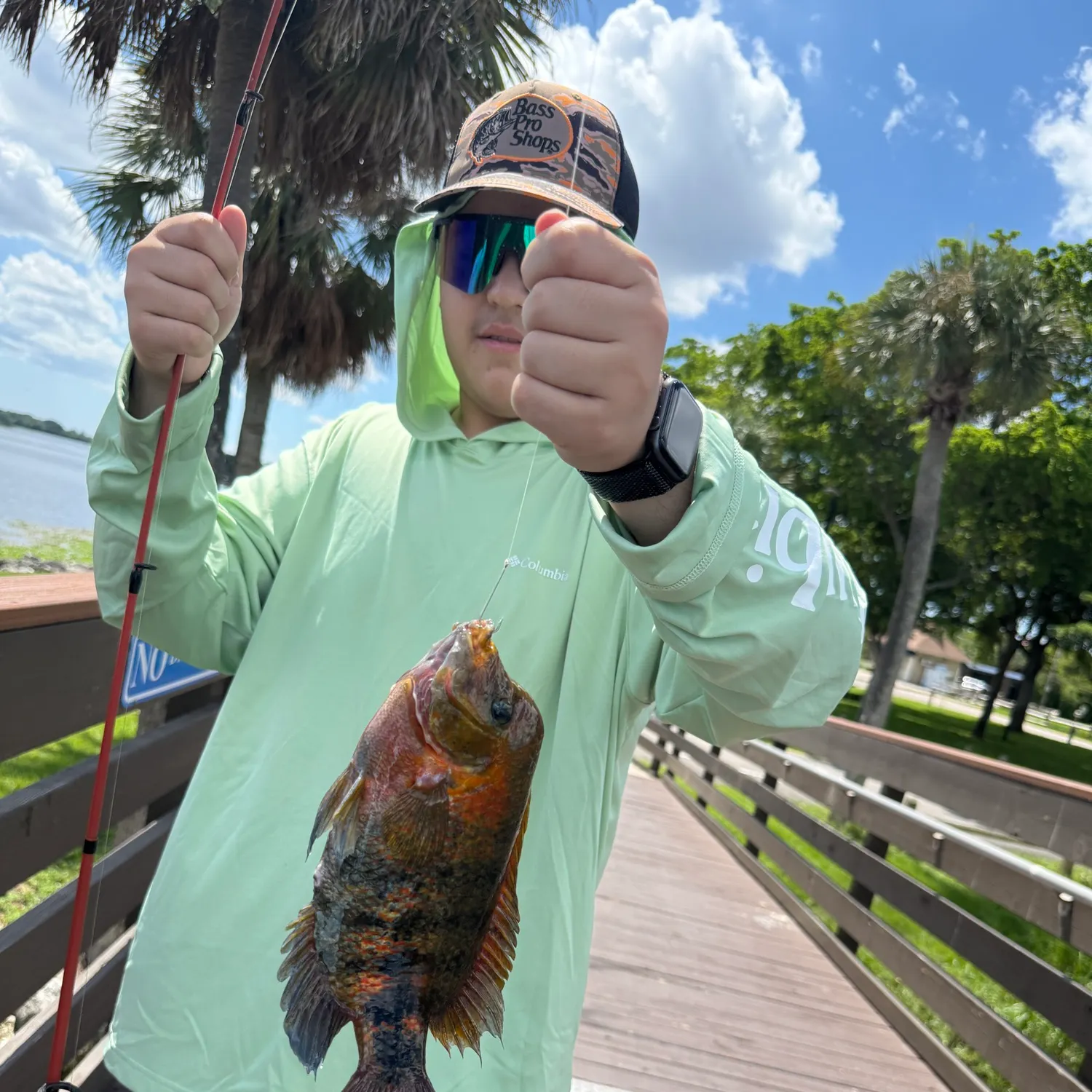 Redhead cichlid caught on Fishbrain