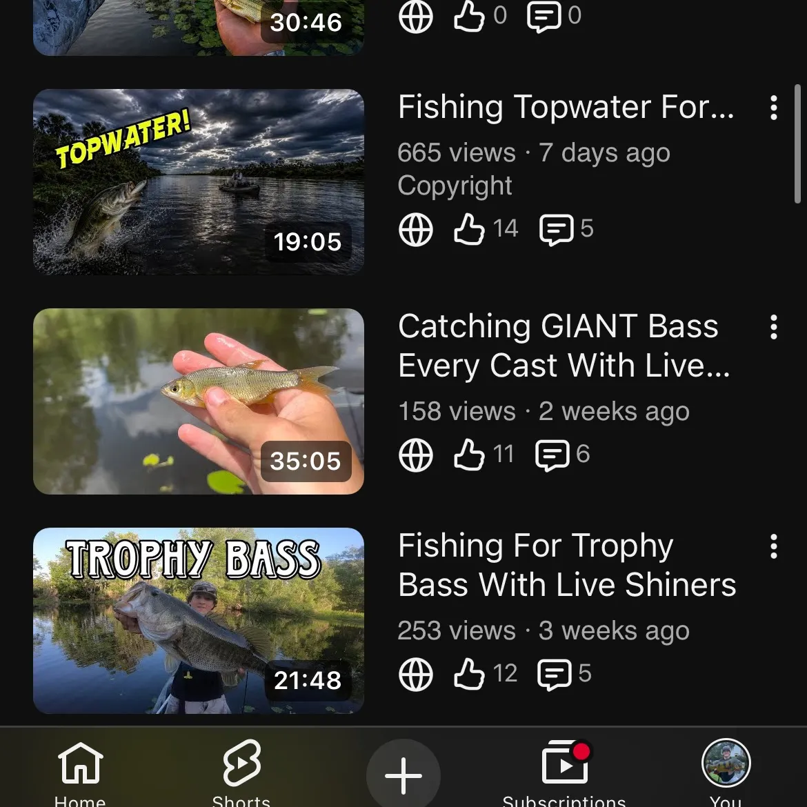 recently logged catches
