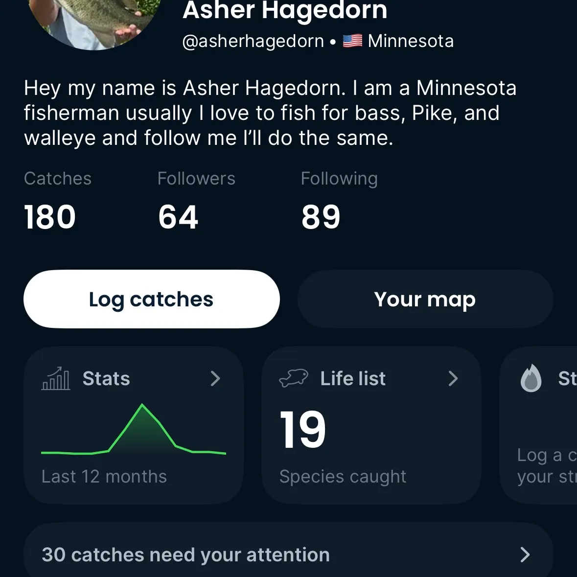 Largemouth bass caught on Fishbrain